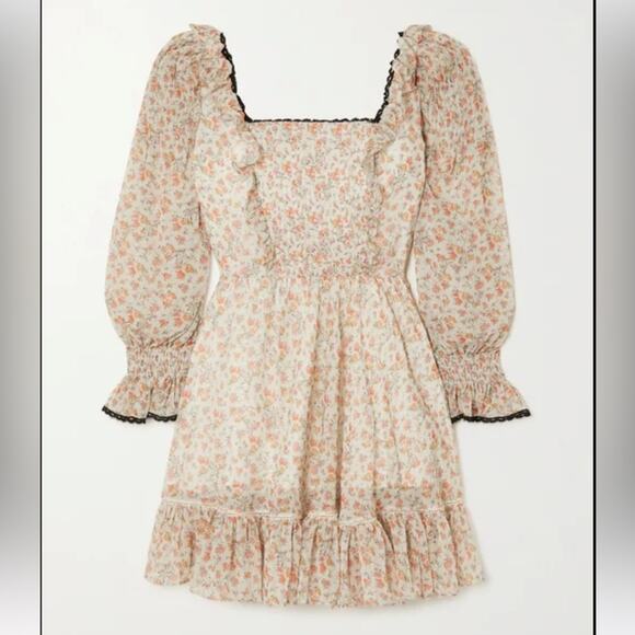 LUG VON SIGA Madison Shirred Floral-print Crepe De Chine Mini Dress - Picture 3 of 9